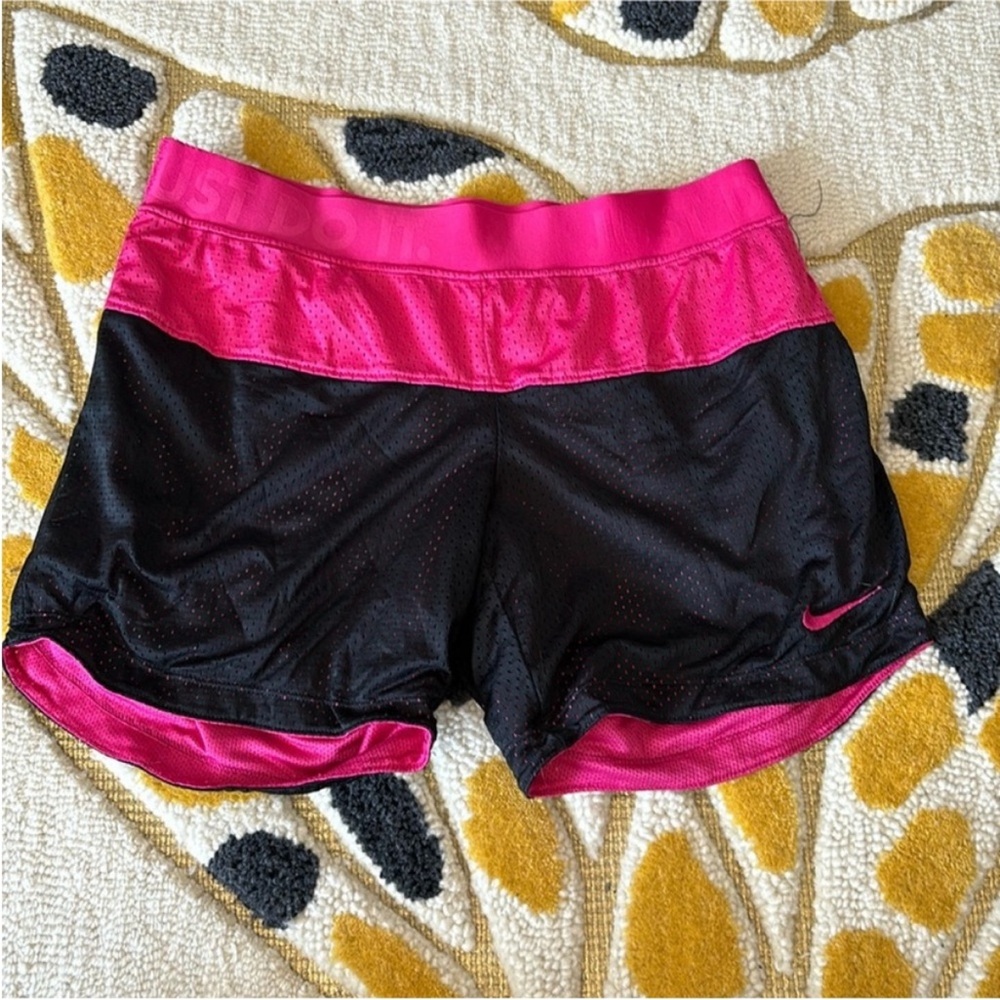 Nike Women's Black and Pink Athletic Shorts